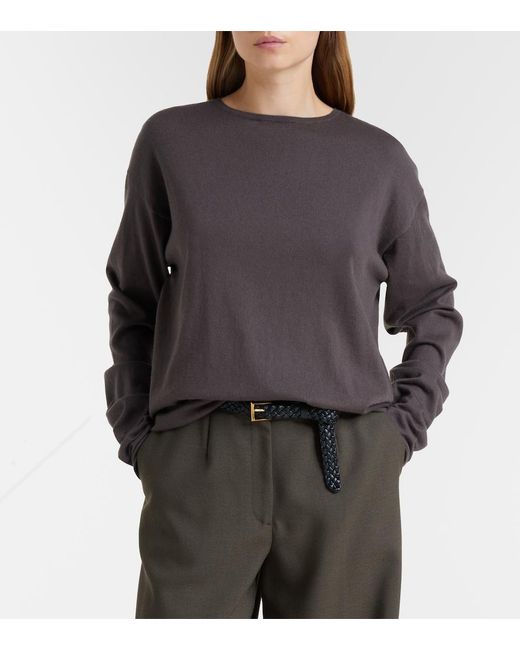 Extreme Cashmere Gray N°347 Aries Cotton And Cashmere Sweater