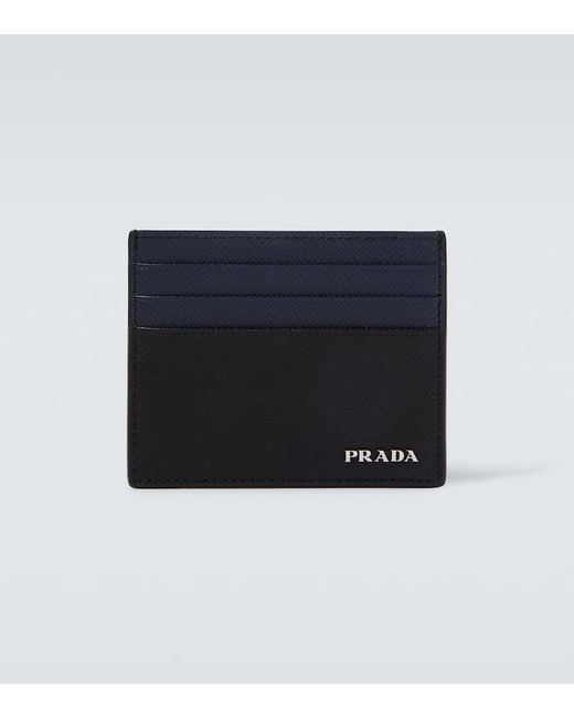 Prada Blue Saffiano Leather Card Holder for men