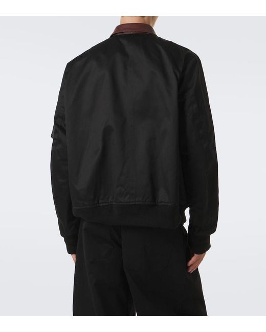 Sacai Black Leather-Trimmed Cotton Blouson Jacket for men