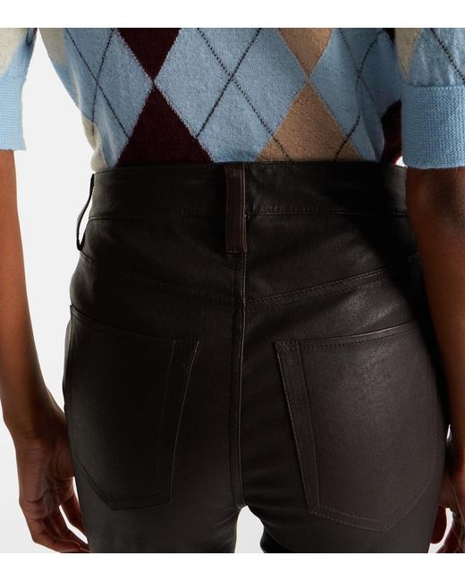 FRAME Black Reboot Crop Leather Bootcut Pants
