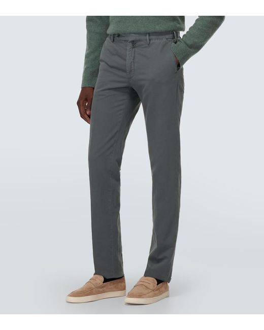 Pantalones rectos de algodon y lino Incotex de hombre de color Gray
