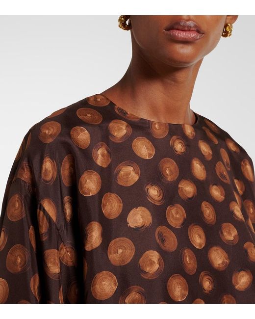 Dries Van Noten Brown Printed Satin Blouse