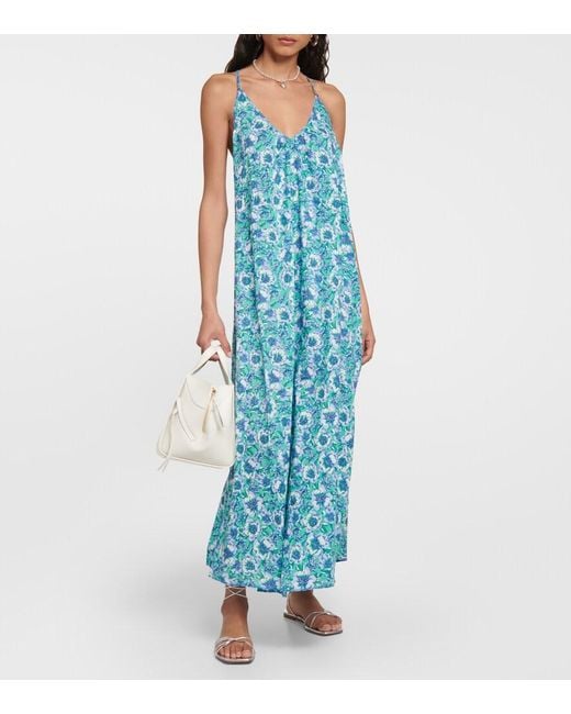 Poupette Blue Felicia Floral Maxi Dress