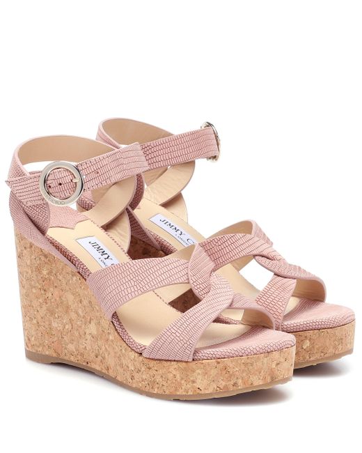 blush pink wedge heels