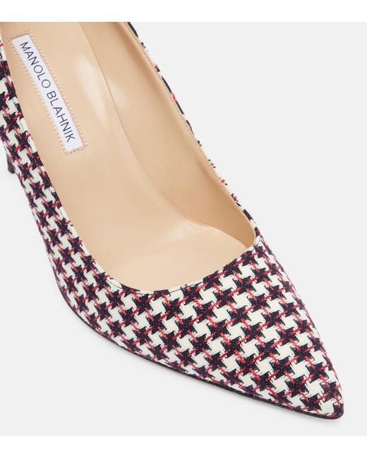 Manolo Blahnik White Bb 90 Houndstooth Pumps