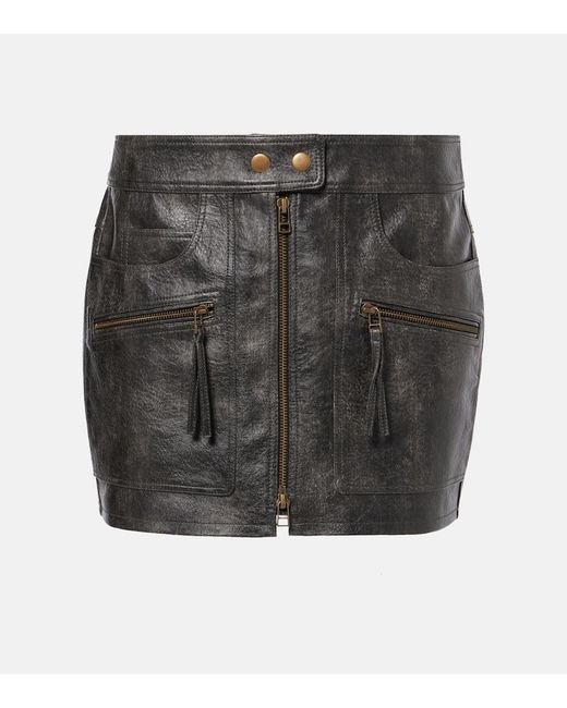 Isabel Marant Gray Claudine Faux Leather Miniskirt