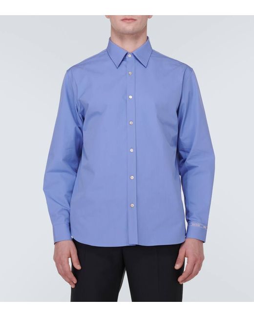 Gucci Blue Cotton Poplin Shirt for men