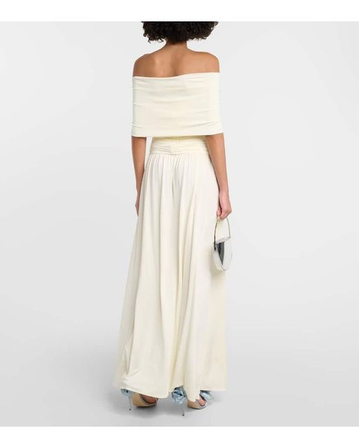 Magda Butrym White Off-shoulder Gathered Maxi Dress