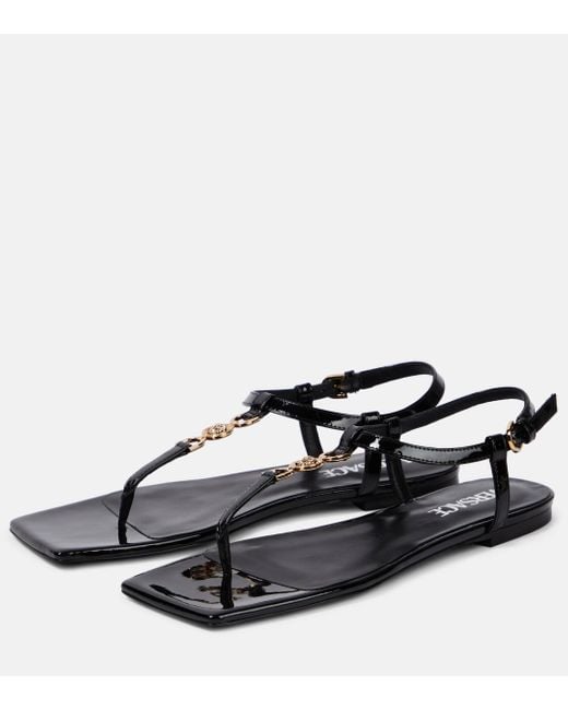 Versace Brown Medusa '95 Leather Thong Sandals