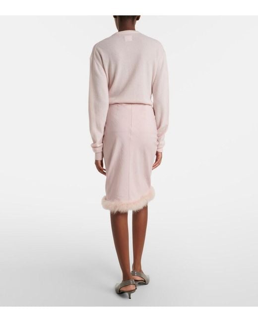 Dorothee Schumacher Pink Soft Vibes Feather-Trimmed Midi Skirt