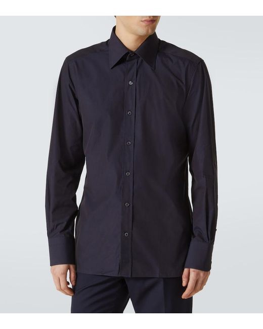 Tom Ford Blue Cotton Poplin Shirt for men
