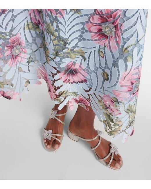 Rene Caovilla White Caterina Embellished Bow-Detail Sandals