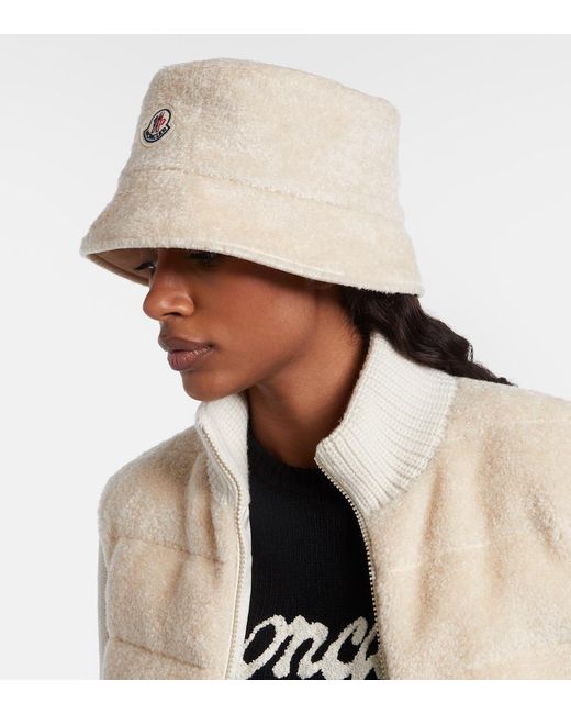 Moncler Natural Logo Reversible Teddy Bucket Hat