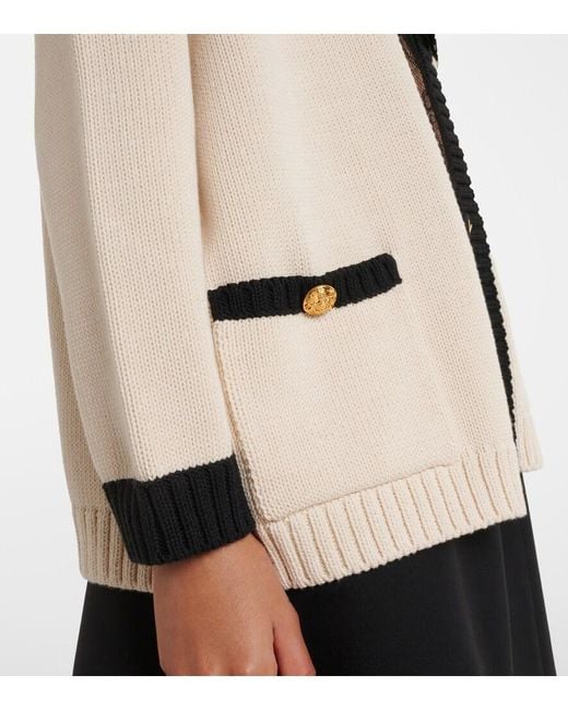 Valentino Natural Bow-Detail Cotton-Blend Cardigan