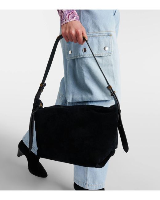 Isabel Marant Black Leyden Medium Suede Shoulder Bag