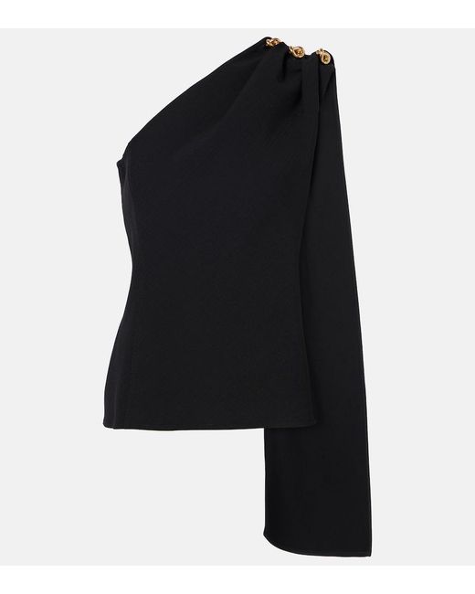 Bottega Veneta Black Asymmetric Wool Blend Top For