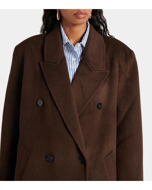 Frankie Shop Brown Gaia Double-Breasted Wool-Blend Coat