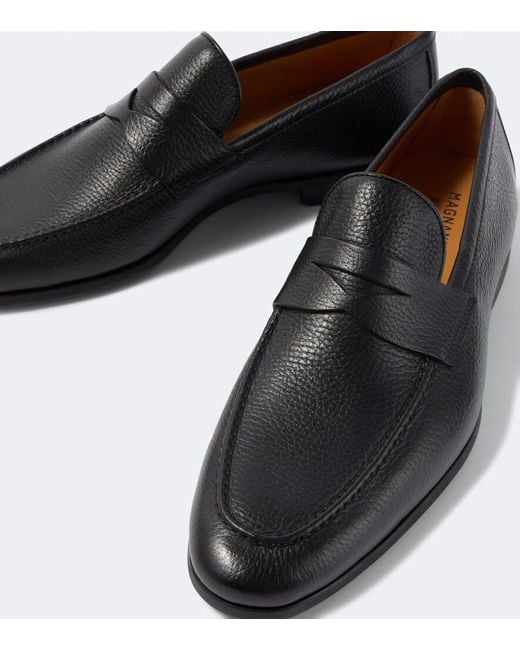 Magnanni Shoes Black Diezma Ii Leather Penny Loafers for men