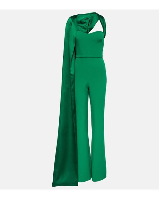 Safiyaa Green Lollian Marmont Caped Jumpsuit