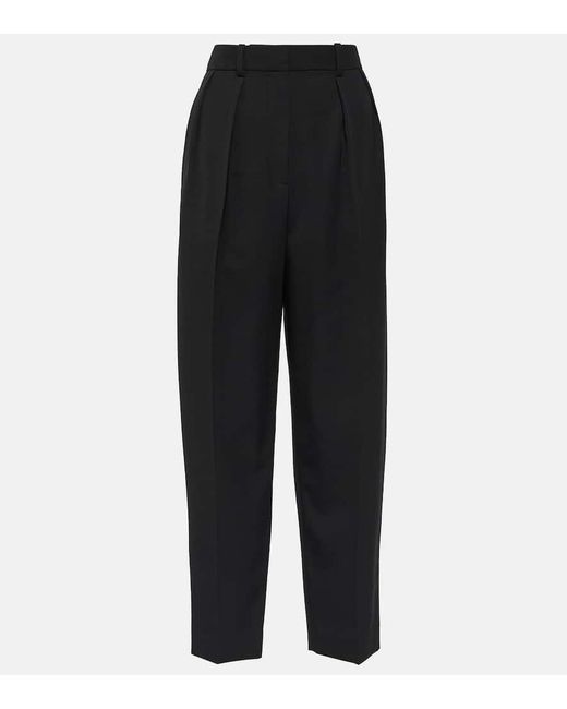The Row Black High-Rise-Hose Corby aus Woll-Twill