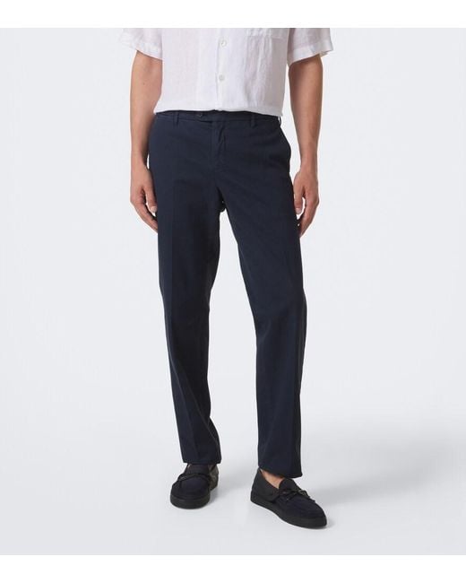 Fedeli Blue Cotton-Blend Chinos for men