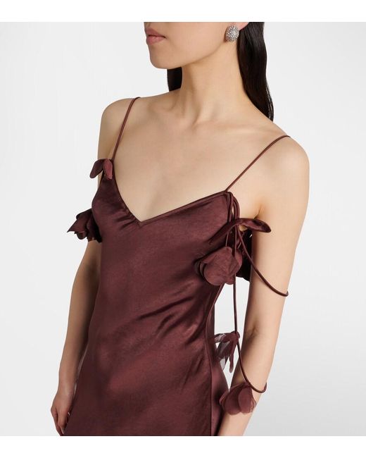 Self-Portrait Red Embellished Satin Gown