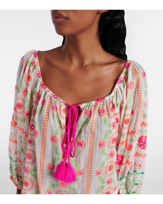 Juliet Dunn Multicolor Printed Cotton Beach Dress