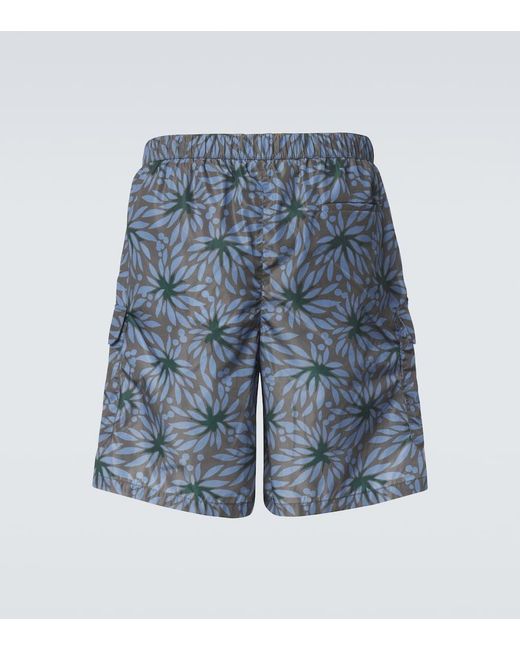 Prada Blue Re-Nylon Floral Swim Trunks for men
