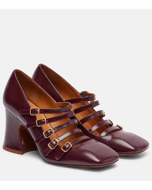 Chloé Brown Janis 80 Leather Mary Jane Pumps