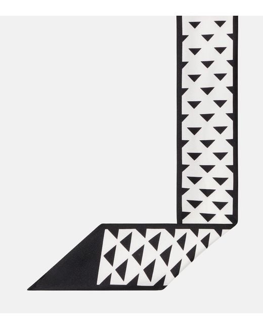 Prada White Printed Silk Twill Scarf
