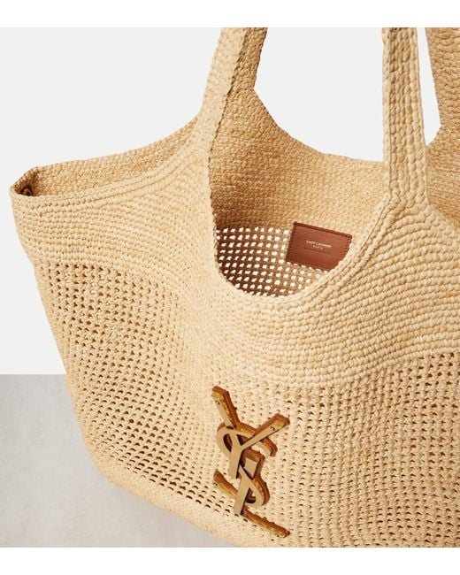 Saint Laurent Natural Icare Maxi Raffia Tote Bag