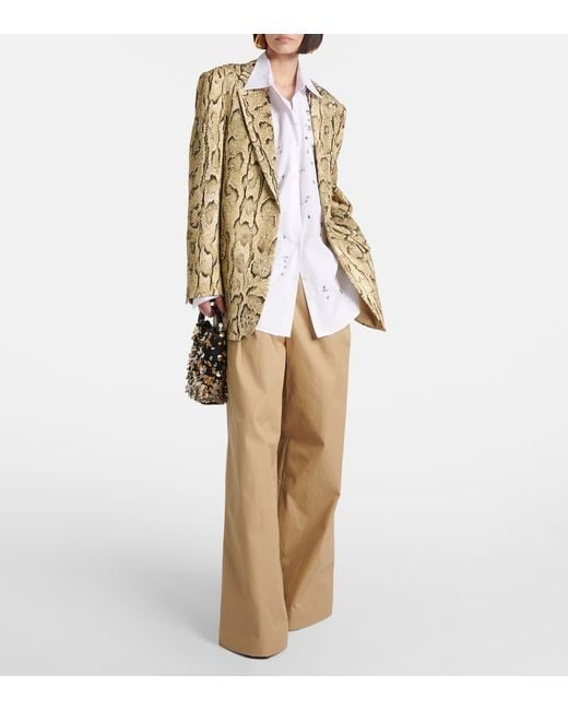 Dries Van Noten Natural Weite Low-Rise-Hose Aus Baumwoll-Twill