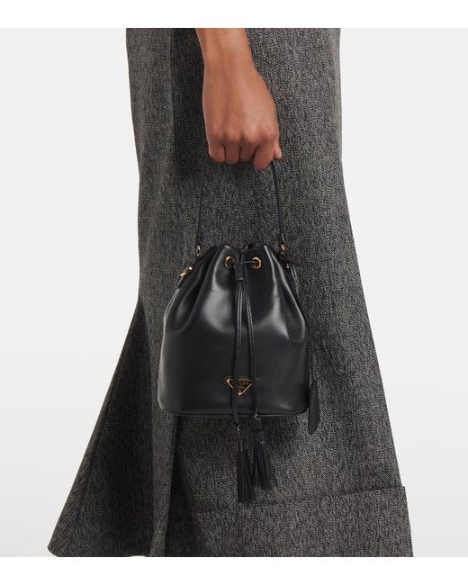 Prada Black Bucket Bag Small Aus Leder
