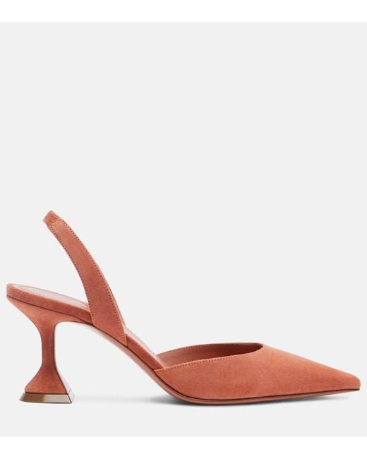 AMINA MUADDI Pink Holli Suede Slingback Pumps