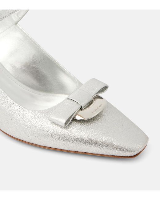 Ferragamo White Ophelia 55 Leather Slingback Pumps