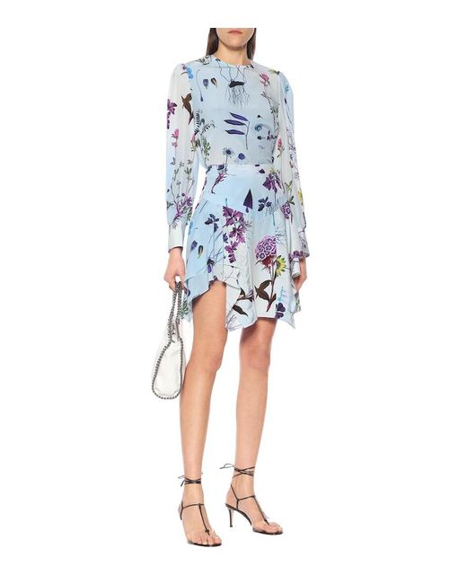 Stella McCartney Blue Floral Silk Miniskirt