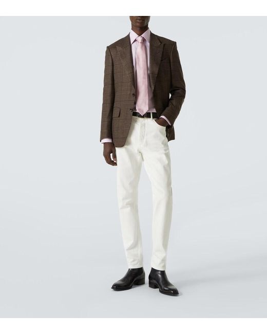 Tom Ford Purple Checked Cotton Poplin Shirt for men
