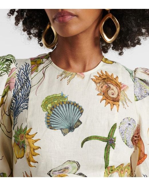 ALÉMAIS Metallic Midikleid Sea Aus Leinen