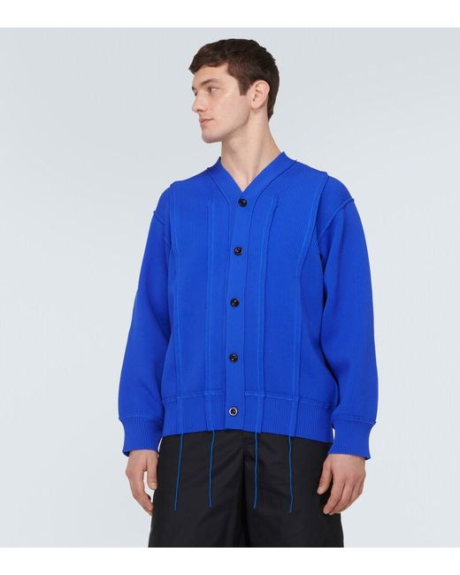 Sacai Blue Distressed Cardigan for men