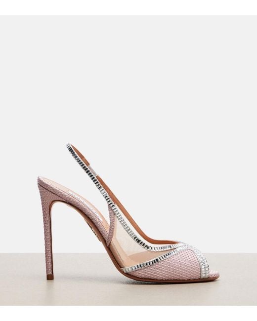 Aquazzura Pink Wild Aurora Embellished Slingback Sandals