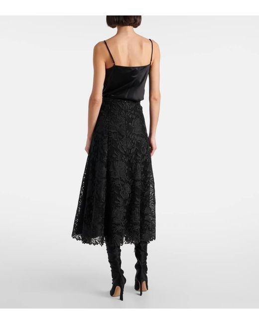 Jupe Midi En Dentelle A Fleurs Erdem en coloris Black