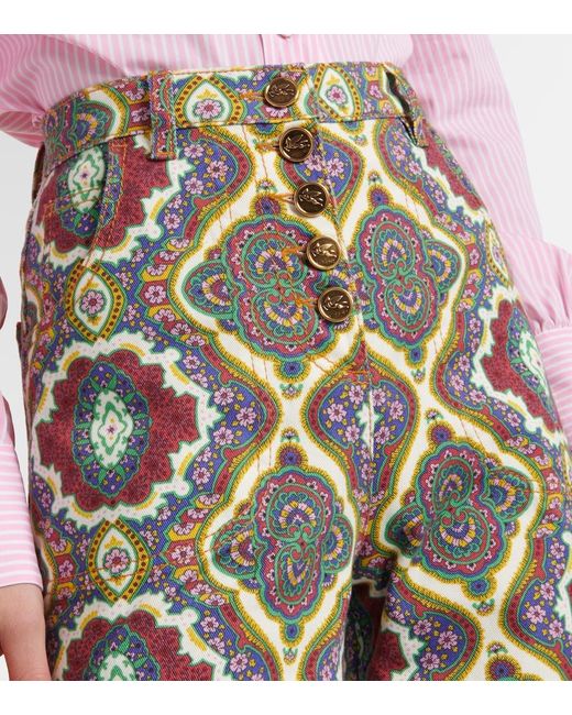 Etro Multicolor Printed High-Rise Wide-Leg Jeans