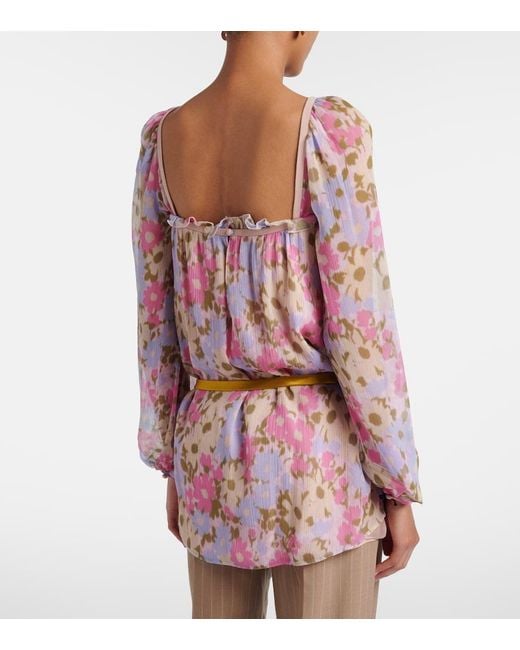 Valentino Pink Floral Silk Georgette Blouse