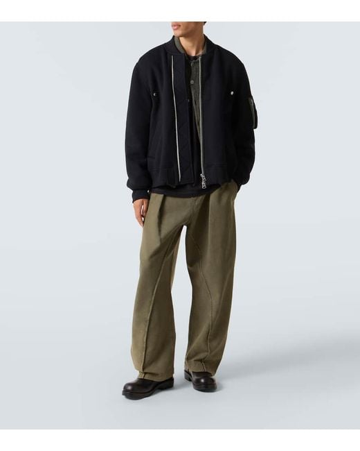 Sacai Black Cotton-Blend Bomber Jacket for men