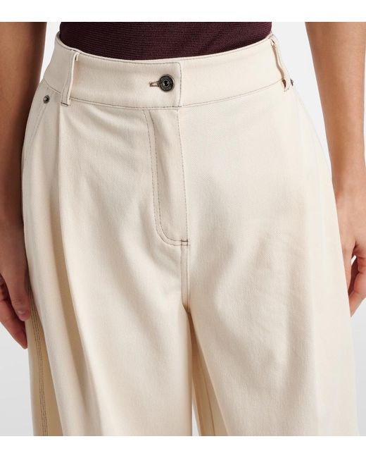 Max Mara White Pleated Wide-Leg Jeans
