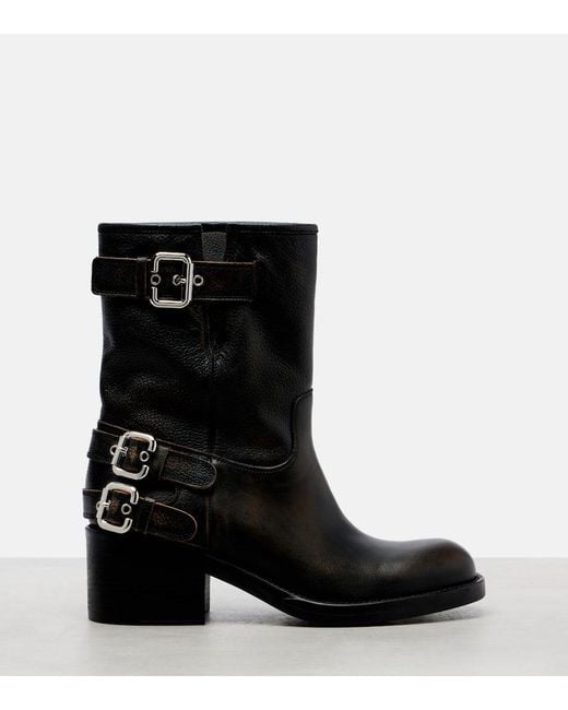 Chloé Black Dakota 60 Leather Biker Boots