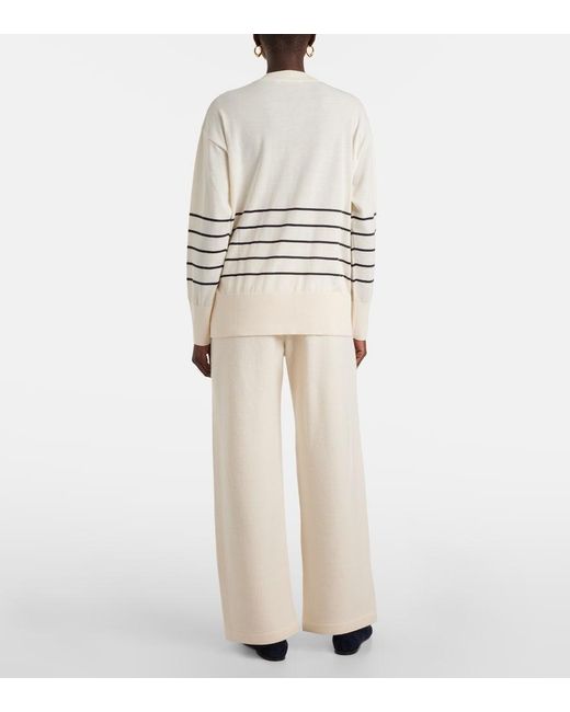 Max Mara White Levante Striped Cotton And Silk Sweater