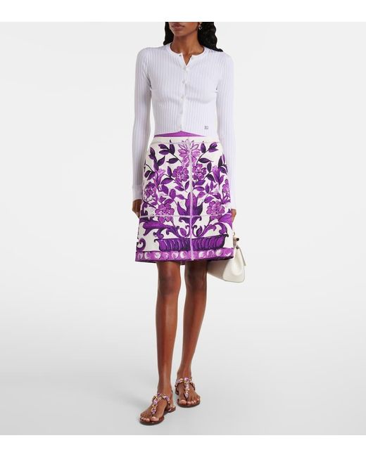 Dolce & Gabbana Purple Minirock Majolica Aus Einem Baumwollgemisch