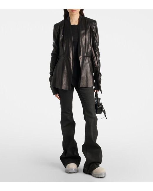 Rick Owens White Beatle Tractor Leather Ankle Boots