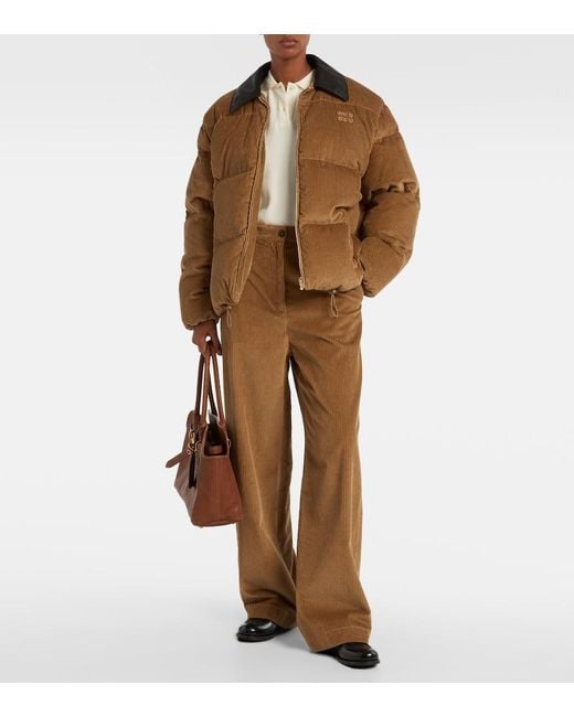 Miu Miu Brown Cotton Corduroy Wide-Leg Pants